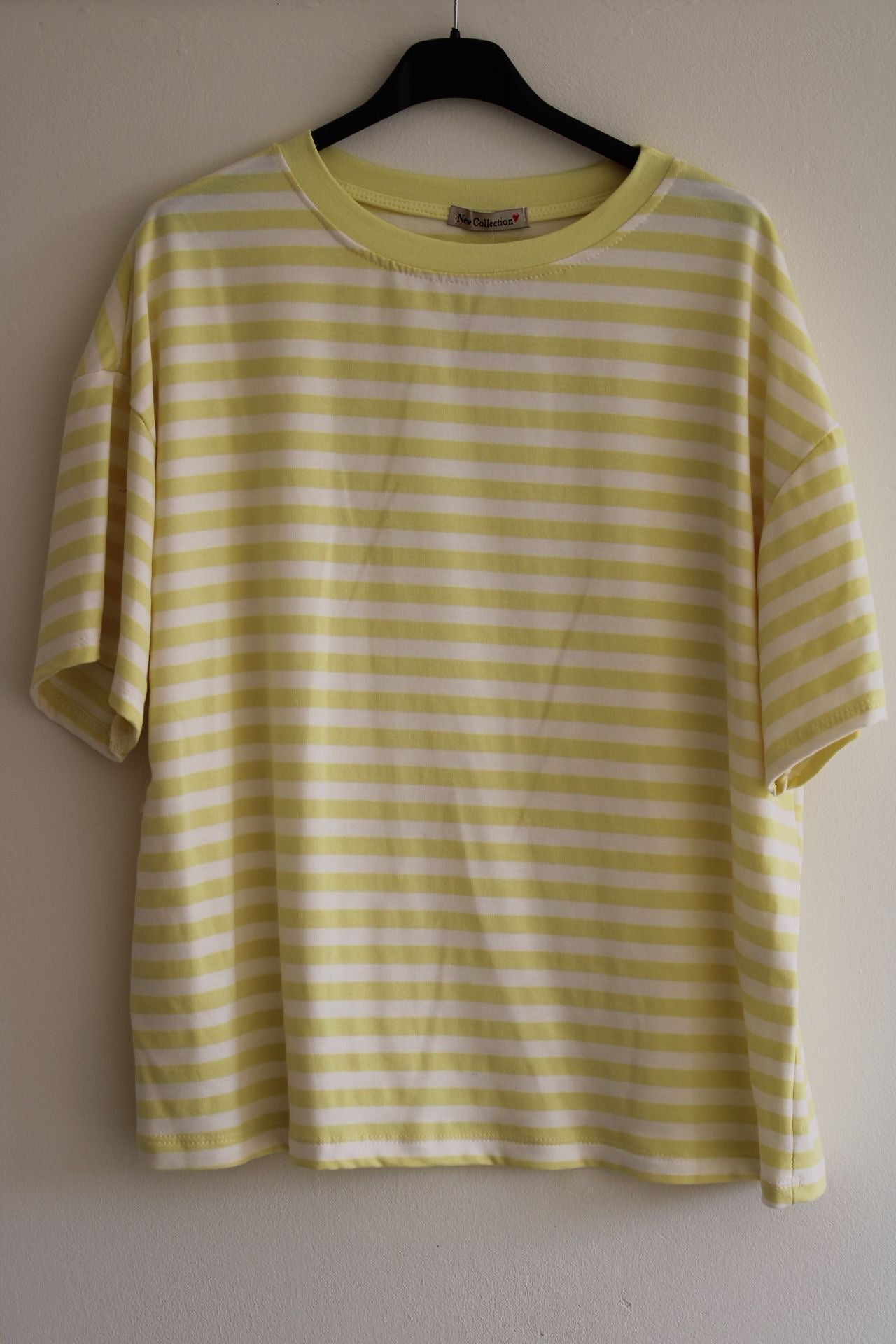 T-shirt gestreept lemon/wit