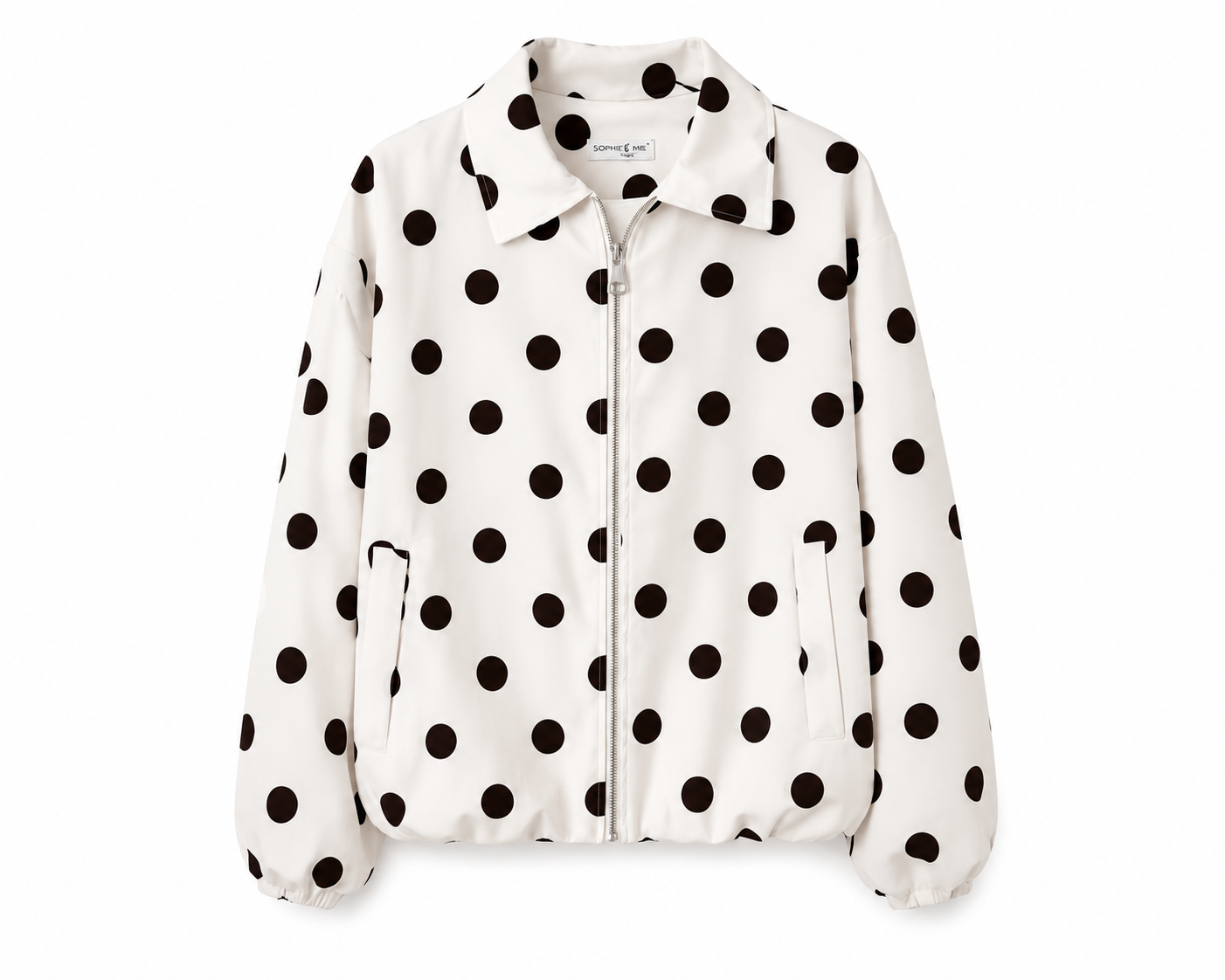 Polka Dot Bomberjack – Wit/Zwart
