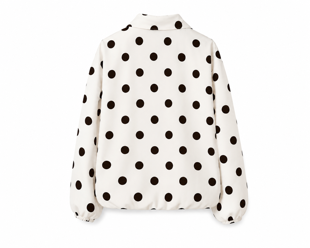 Polka Dot Bomberjack – Wit/Zwart