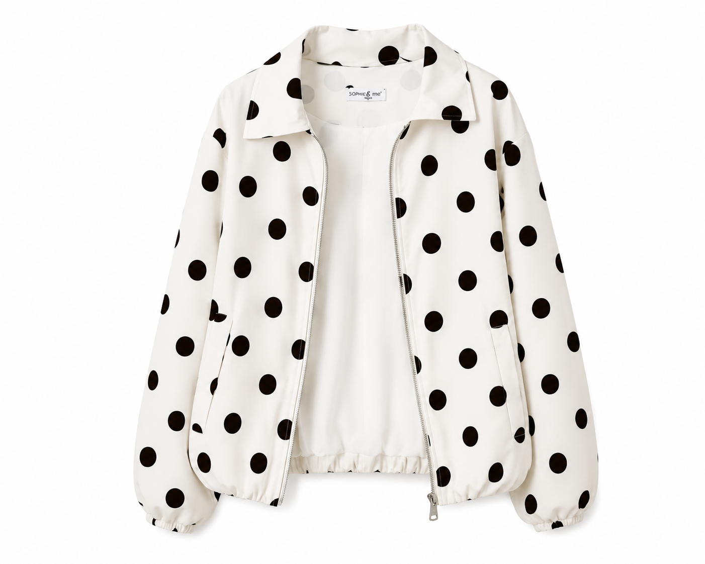 Polka Dot Bomberjack – Wit/Zwart