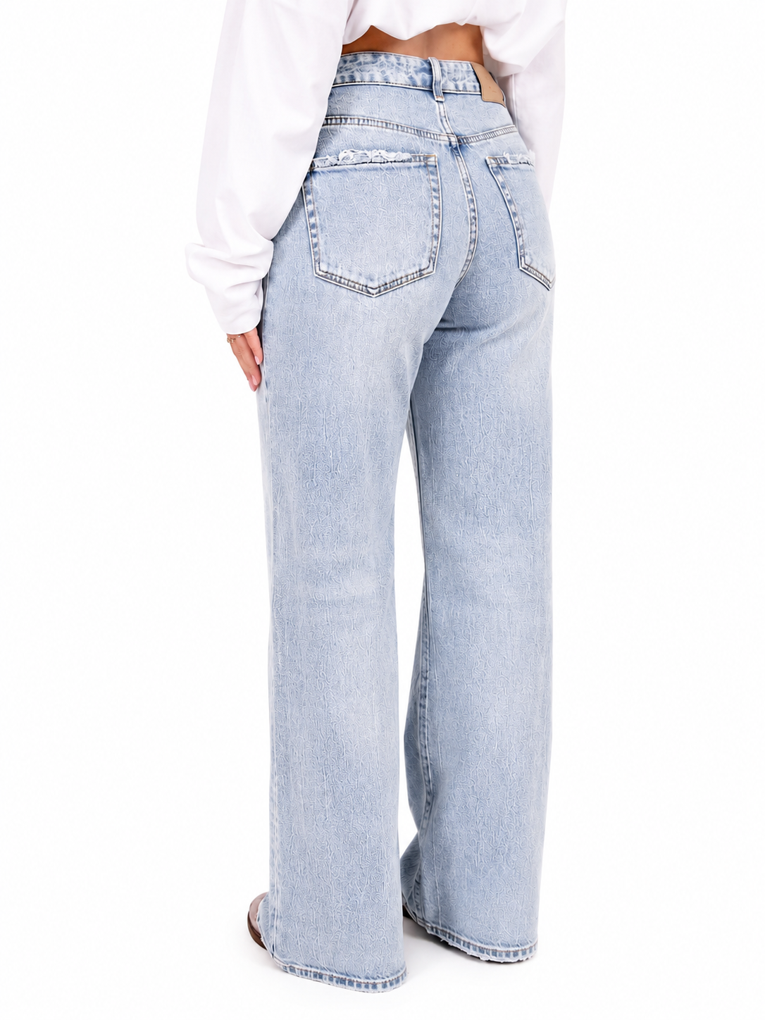 Lichtblauwe Wide Leg Jeans Folded
