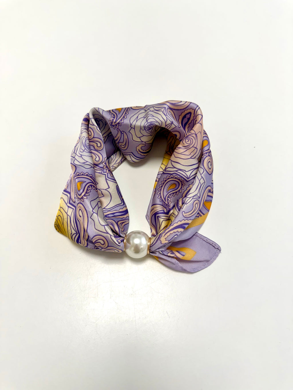Lila Print Sjaaltje met Parelsluiting