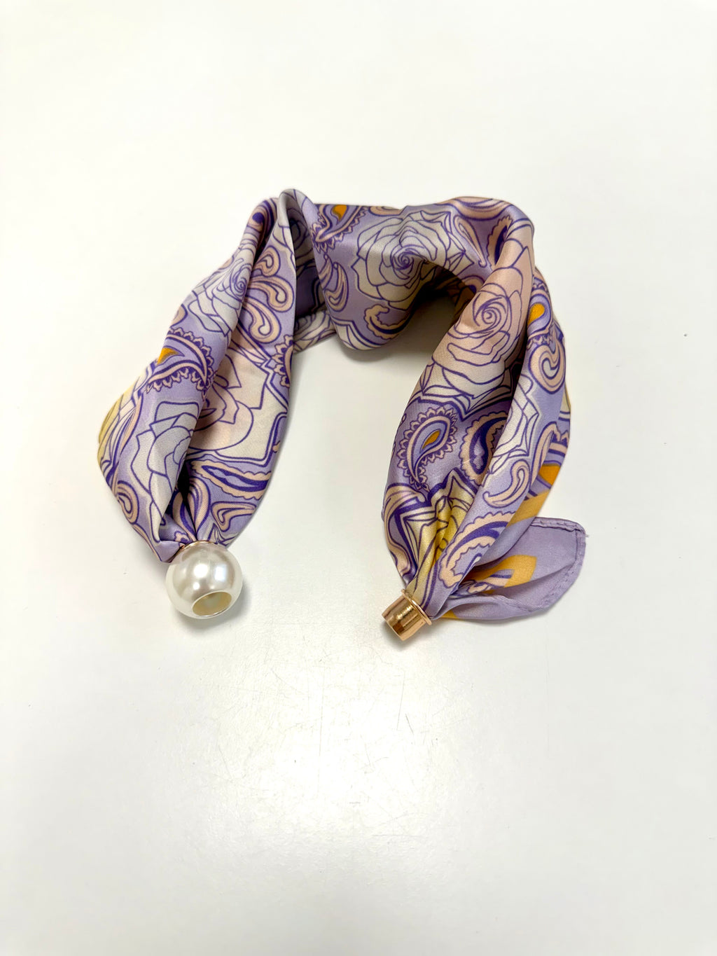 Lila Print Sjaaltje met Parelsluiting