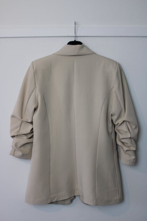 Beige Blazer Met Plooimauw