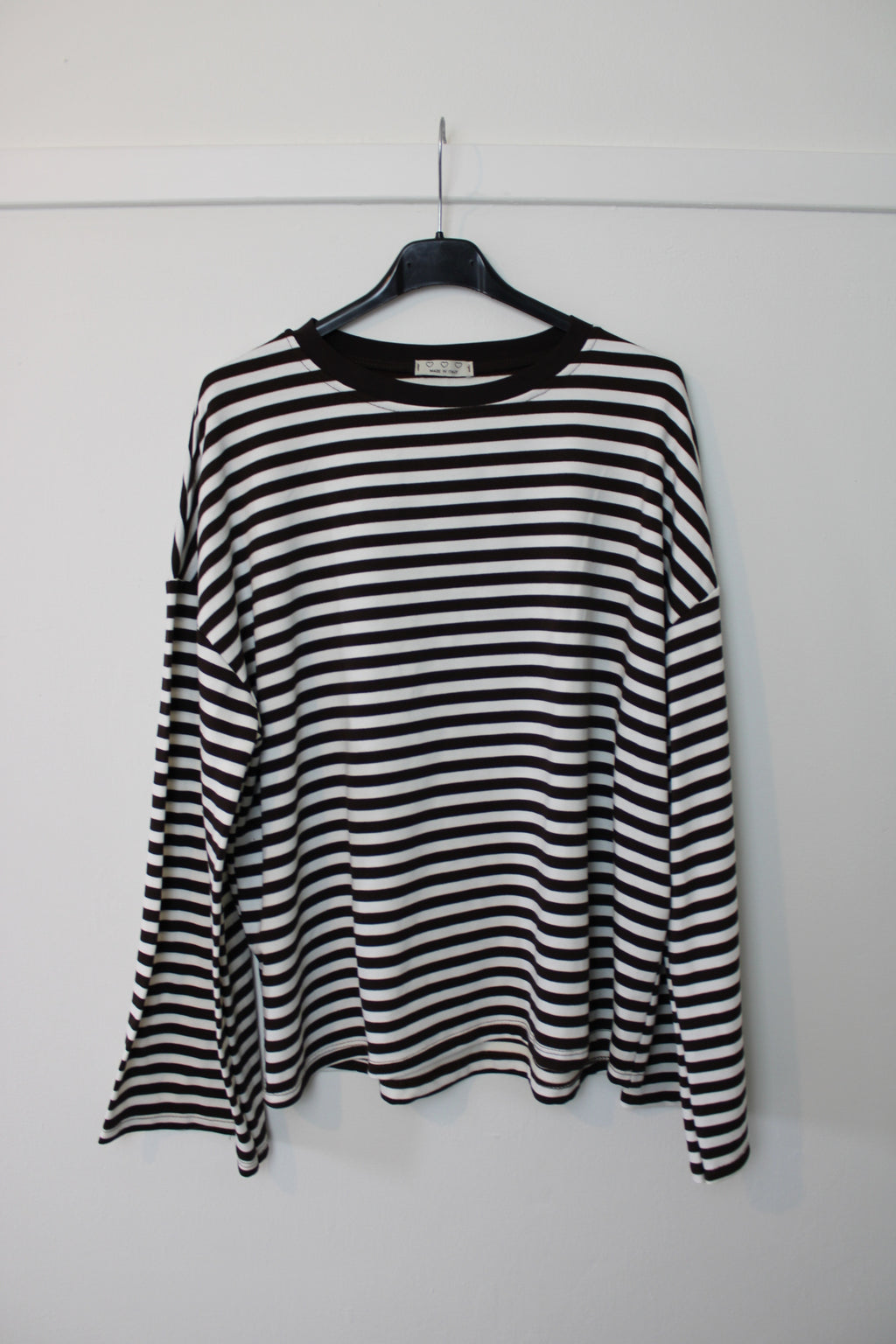 Bruin/wit gestreepte top met lange mouwen