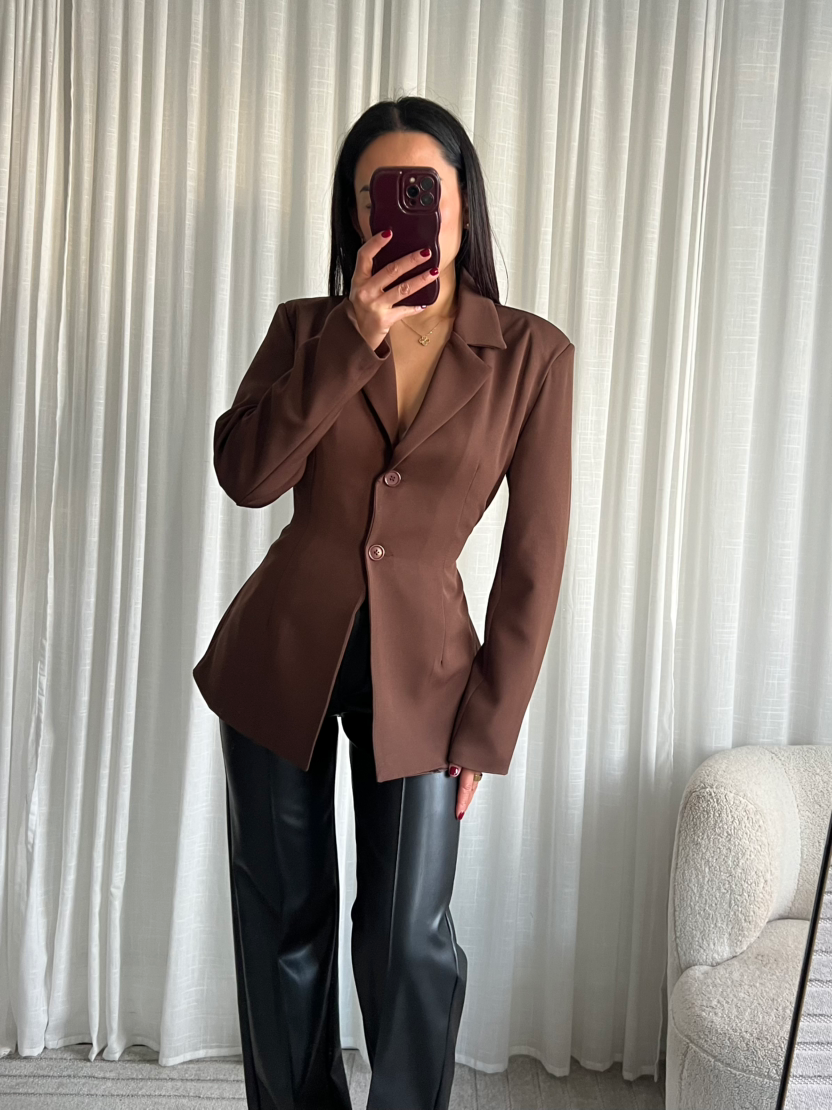 Blazer met strik bruin