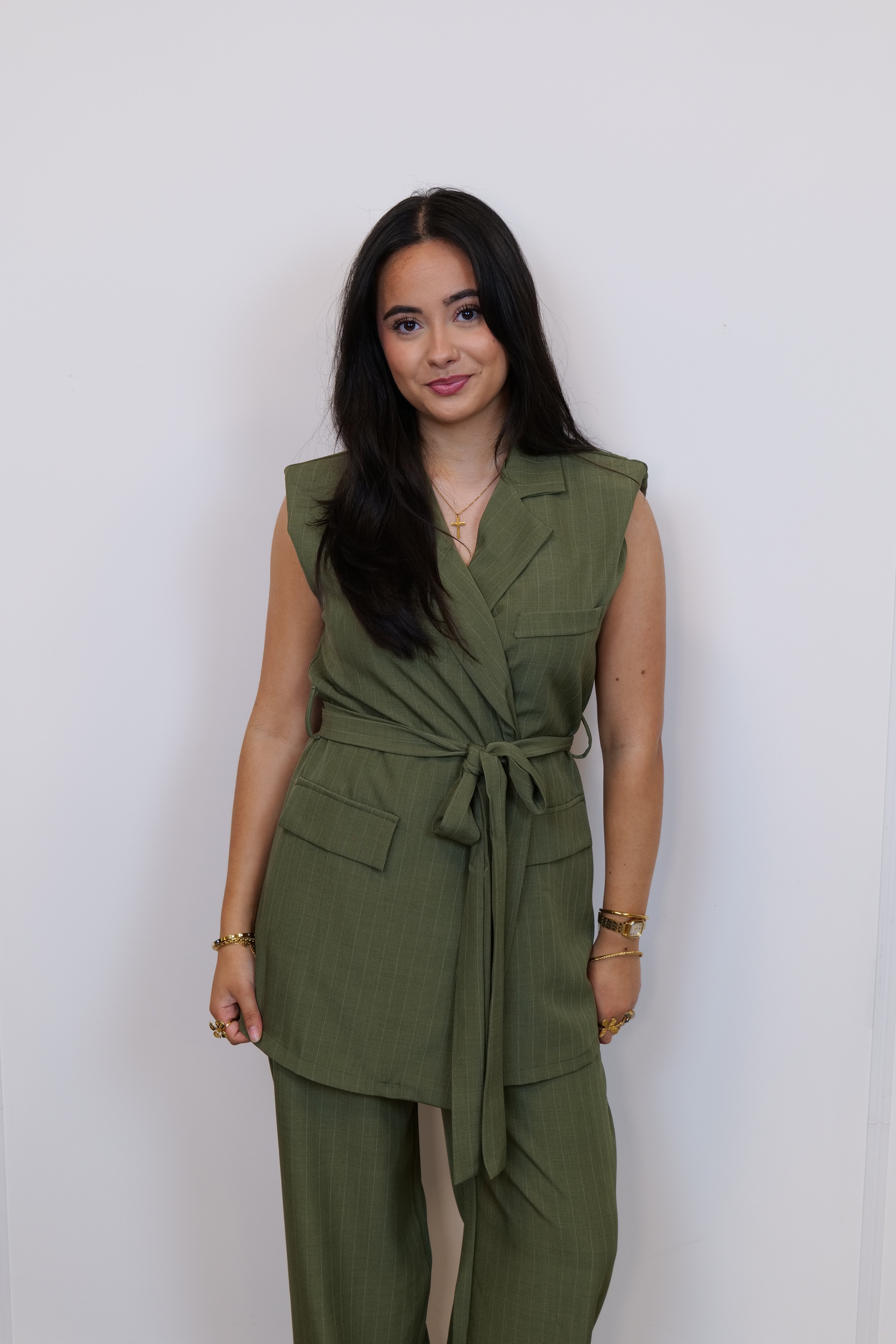 Tweedelige set blazer/pantalon groen