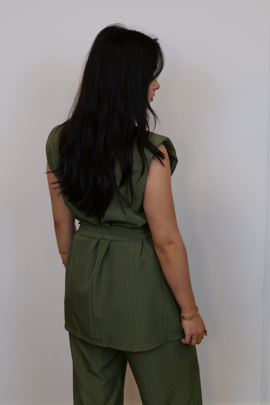 Tweedelige set blazer/pantalon groen