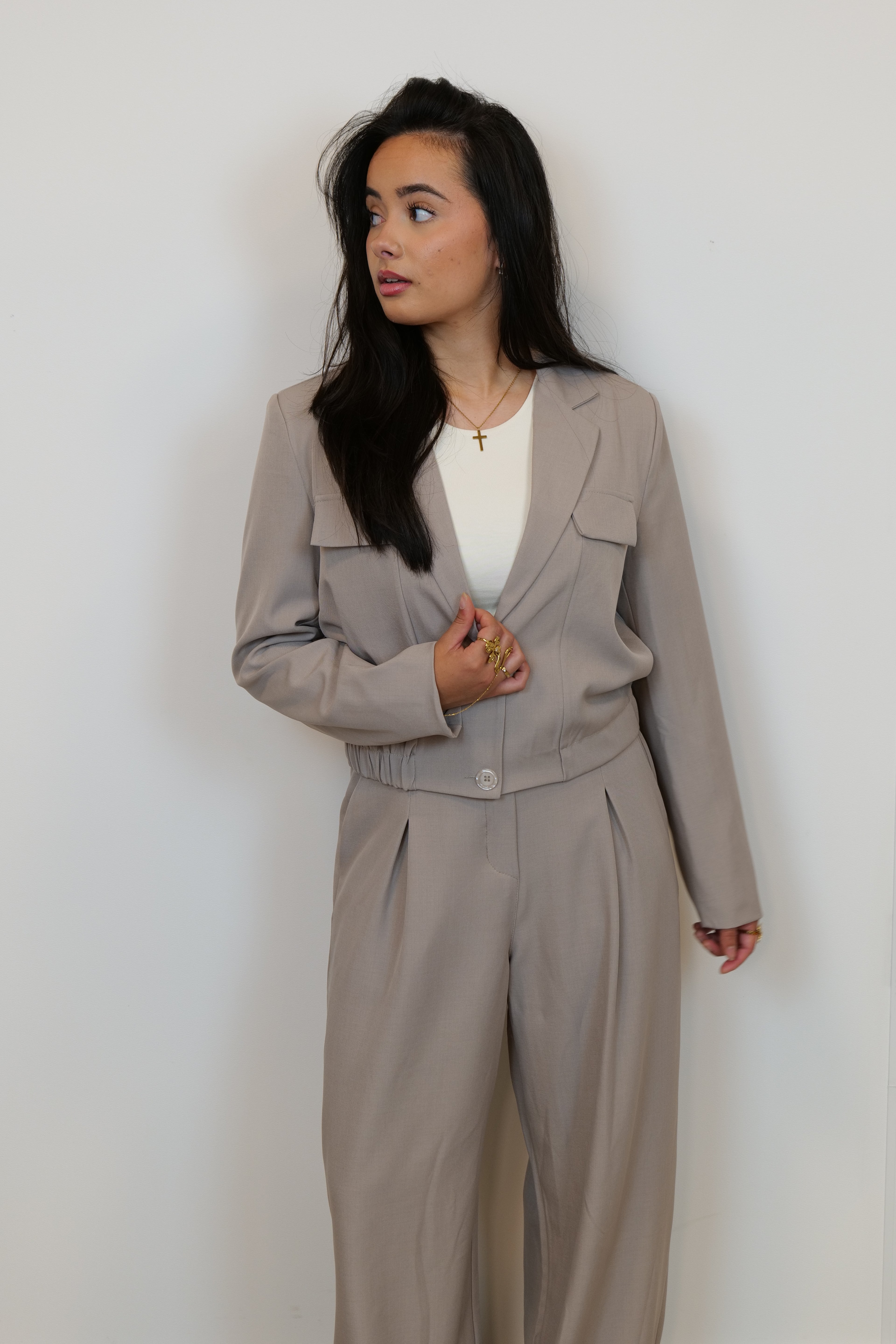 Taupe Cropped Blazer