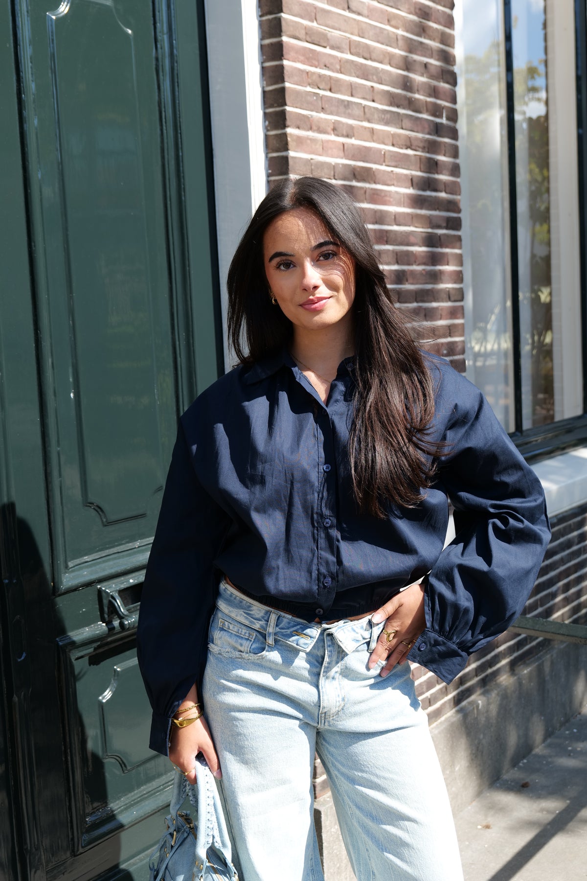 Maya jeans wide leg folded blauw