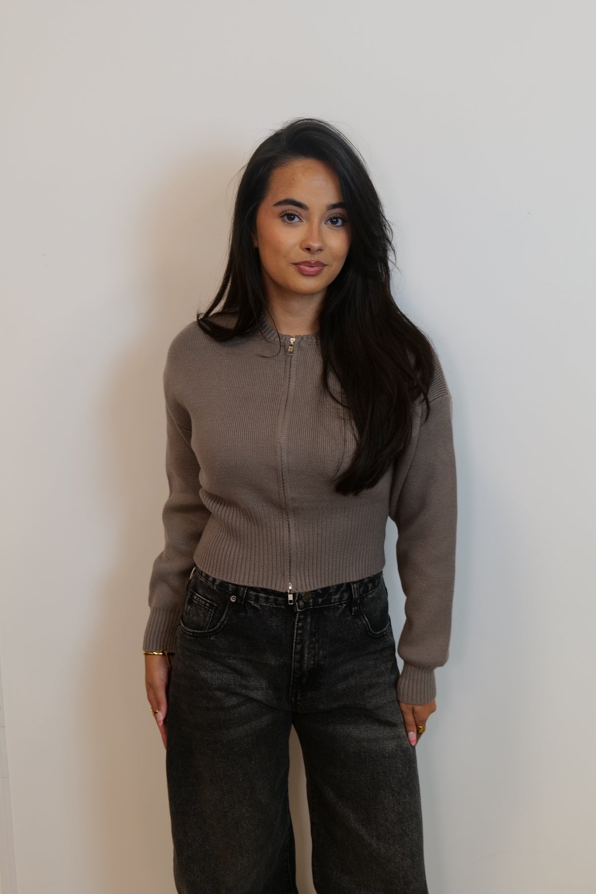 Sara Zipper Taupe