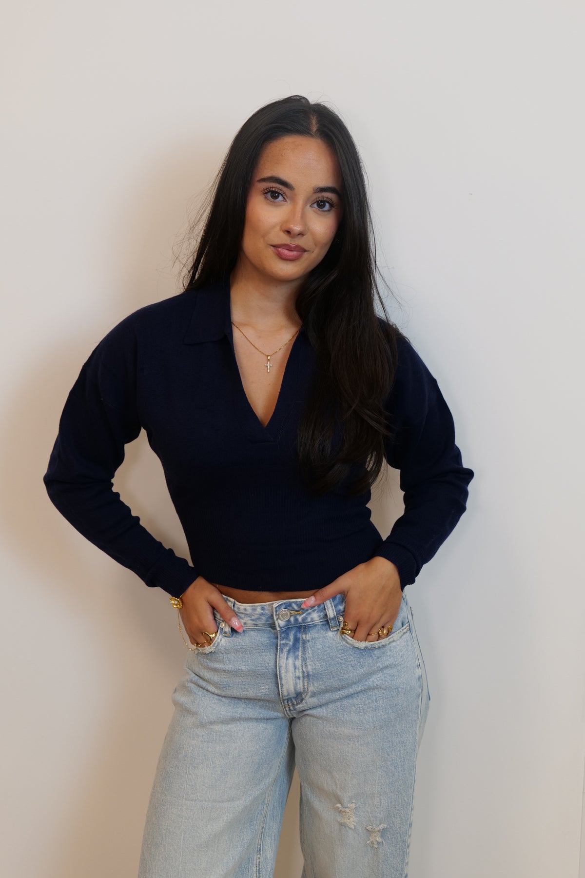 Isa top donker blauw
