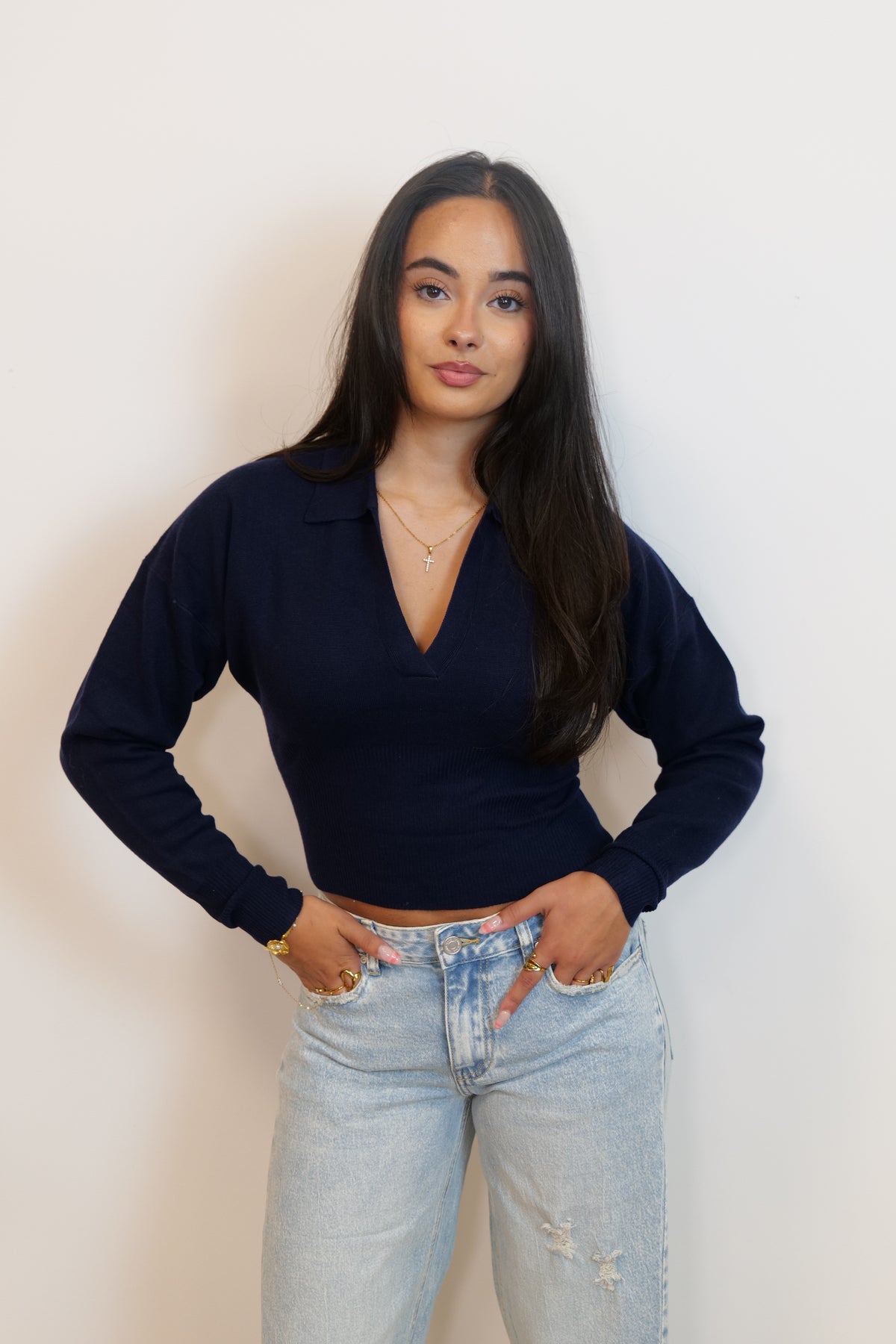 Isa top donker blauw