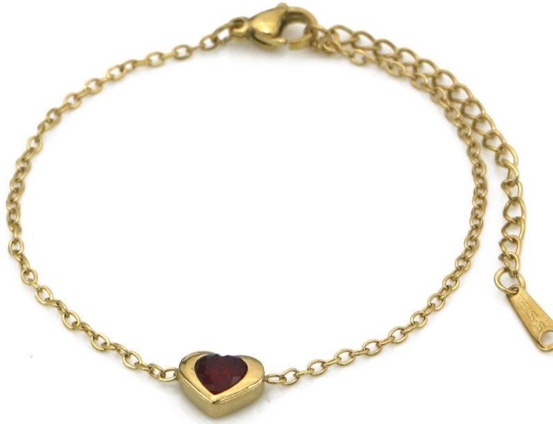Gouden Hart Armband Rood