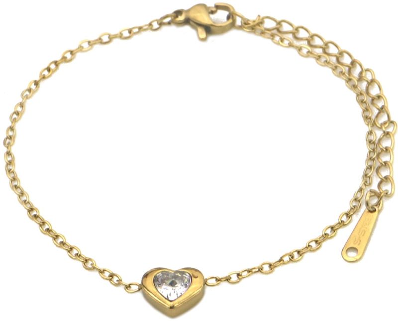 Gouden Hart Armband met Steentje