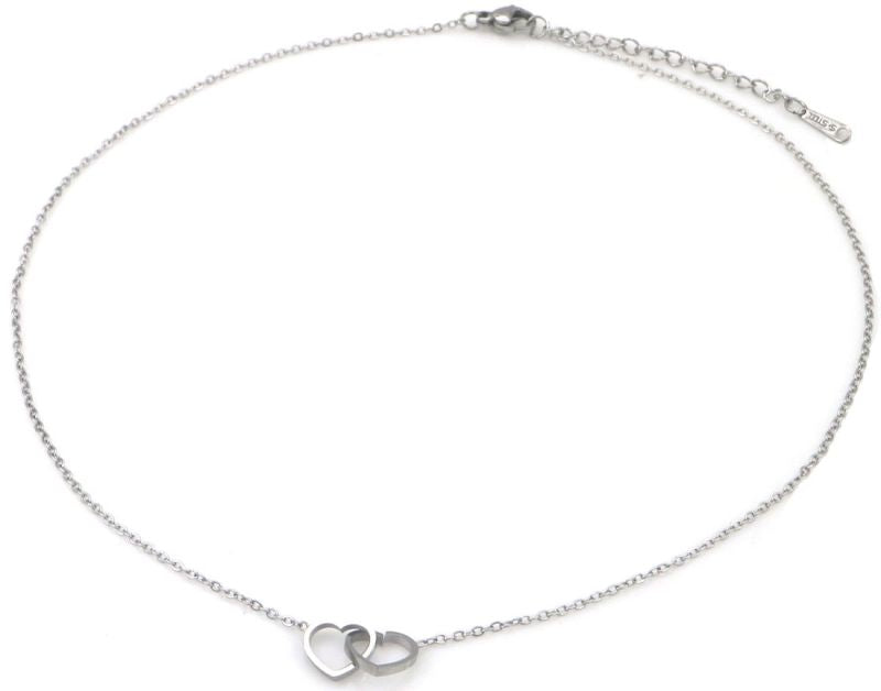 Zilveren Double Heart Ketting
