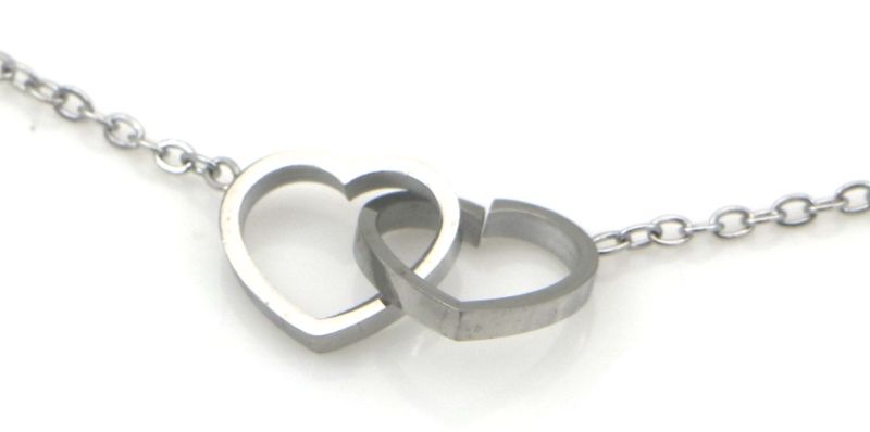 Zilveren Double Heart Ketting