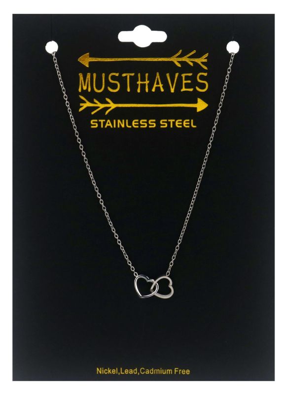 Zilveren Double Heart Ketting